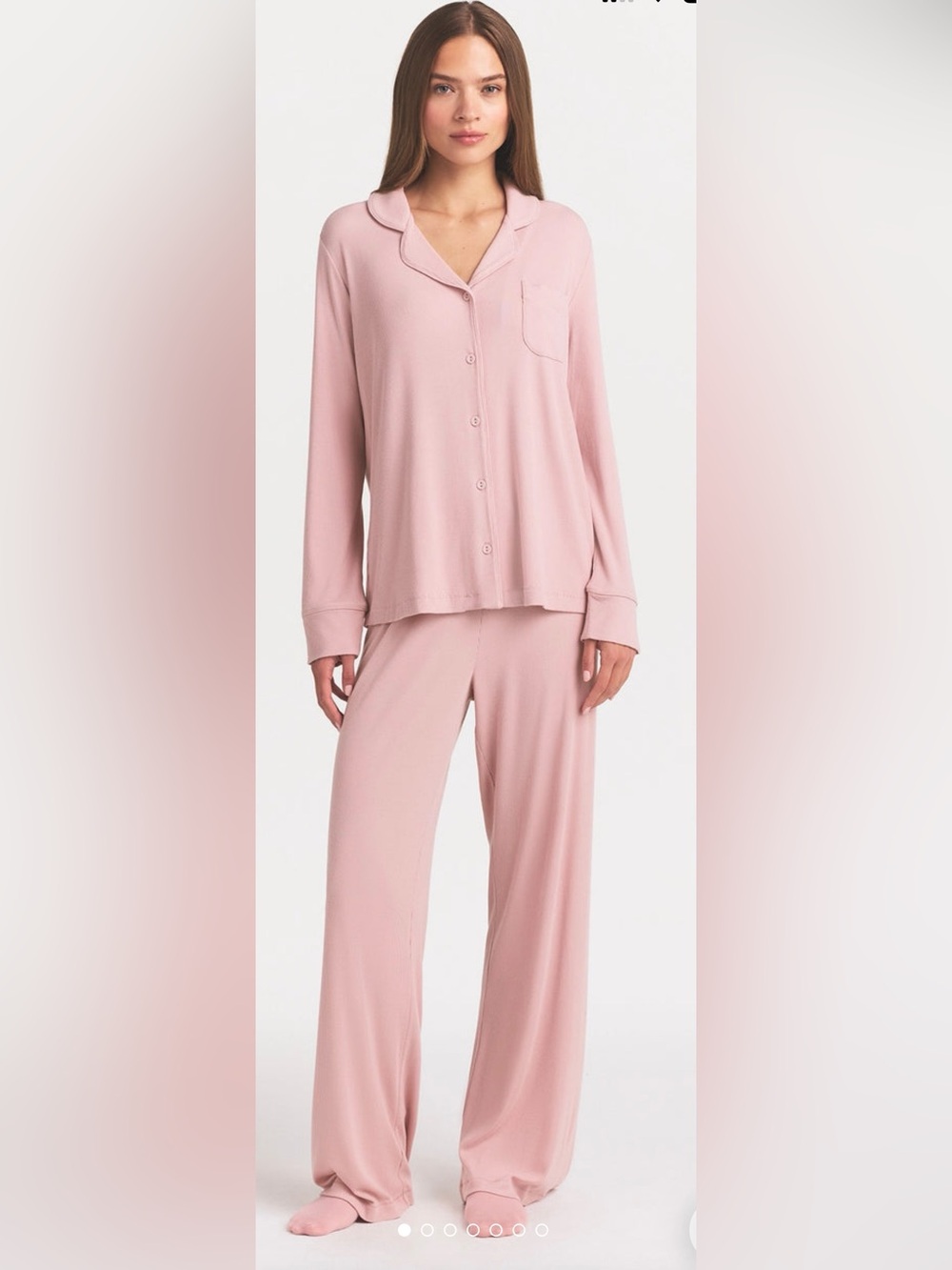 SKIMS RIBBED Soft Lounge Pajama Set in the Color Morganite NWT
